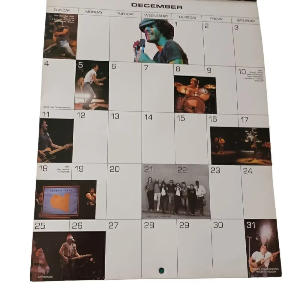 Bruce Springsteen 1988 Official Calendar Vintage‎ Wall Decor Large Paper Photos